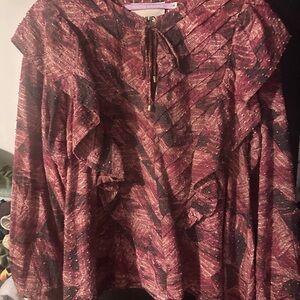 Elegant Burgundy and Black Blouse